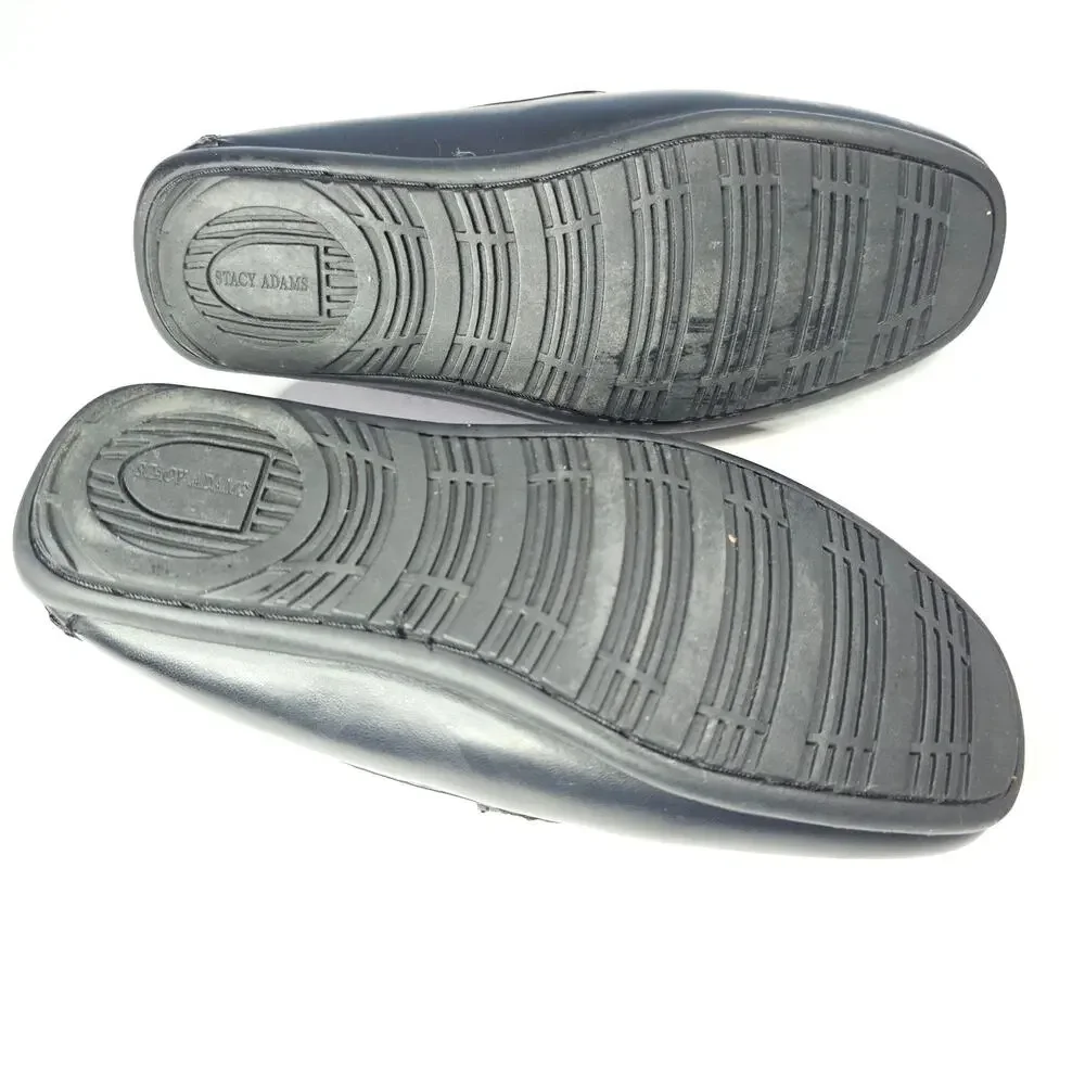 Stacy Adams Boys 12M Black Leather Driving Loafers Slip On Moc Toe Dress Casual